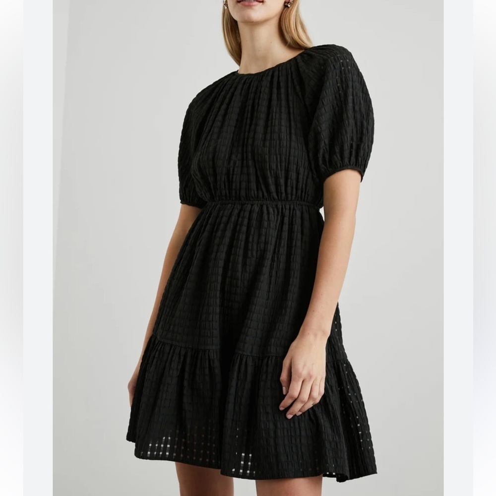 Rails Black Textured Short Sleeve Tiered Dress